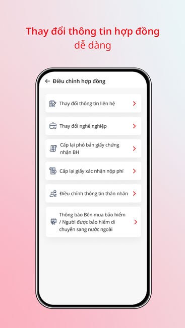 Thay đổi thông tin hợp đồng