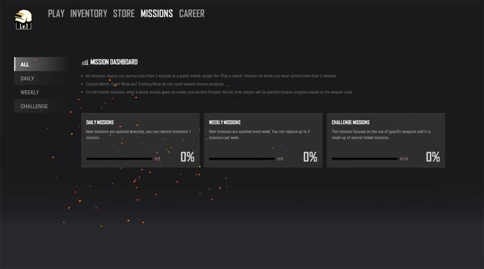 Bảng nhiệm vụ mới trong PUBG Lite