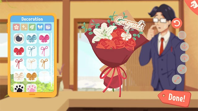 Thêm đồ trang trí để có những bó hoa sáng tạo, đặc biệt trong Puni the Florist game