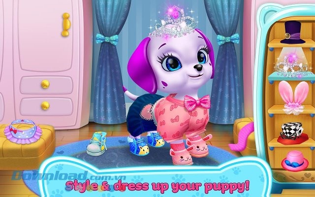 Thay đổi trang phục cho thú cưng trong game Puppy Love