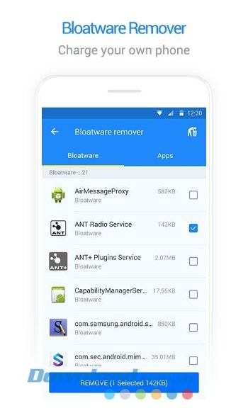 Tính năng loại bỏ Bloatware của Purify