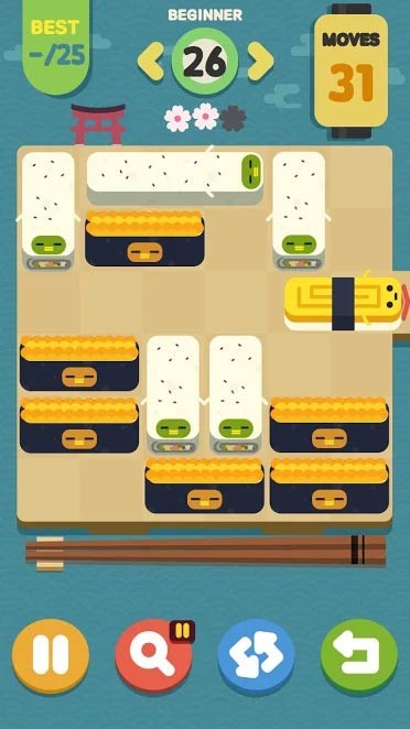 Đưa miếng sushi trứng đến lối ra