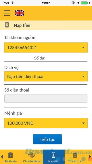 Nạp tiền điện thoại di động