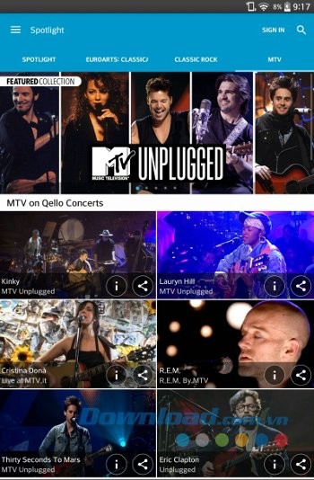 Các chương trình MTV trên Qello Concerts