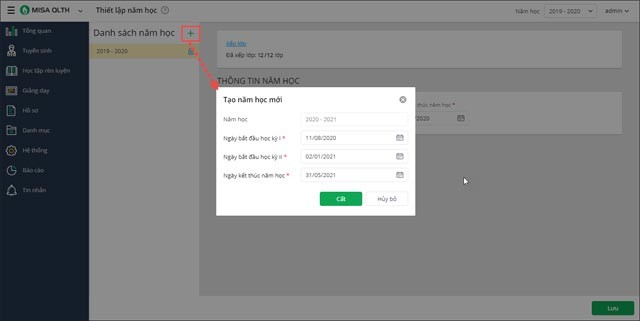 Tạo năm học mới