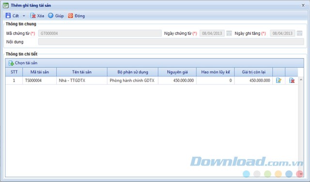 Ghi tăng tài sản