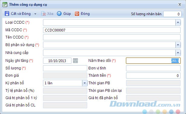 Thêm công cụ dụng cụ