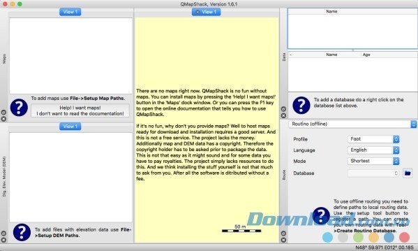 Giao diện QMapShack cho Mac