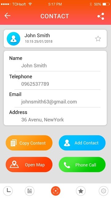 QR Code Reader cho Android tạo mã cho danh bạ