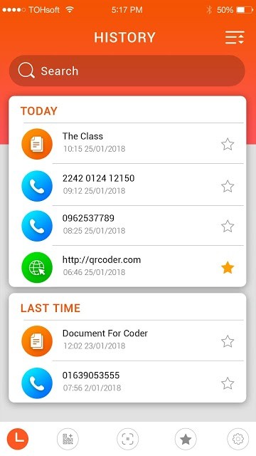 QR Code Reader cho Android lưu lịch sử scan