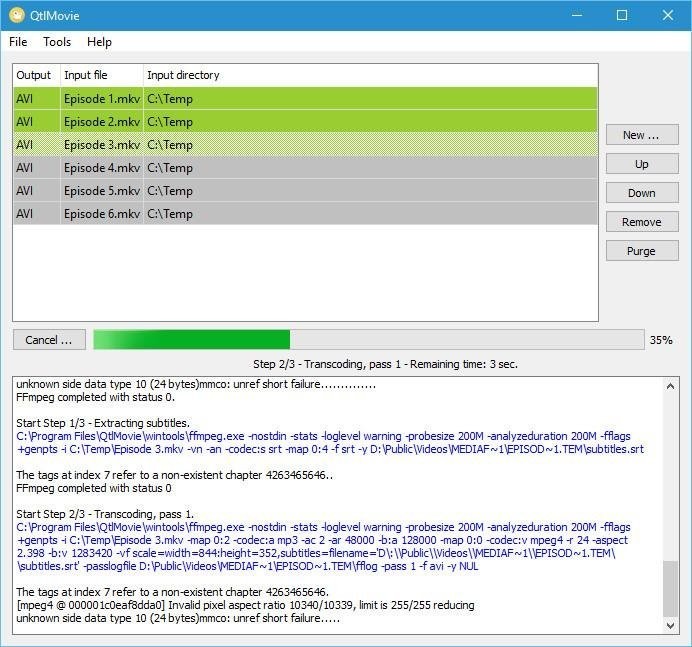 Chuyển đổi hàng loạt các tập tin khi sử dụng phần mềm chuyển đổi định dạng video QtlMovie cho máy tính