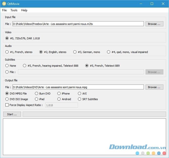 Chỉnh sửa bản thu âm truyền hình kỹ thuật số bằng QtlMovie