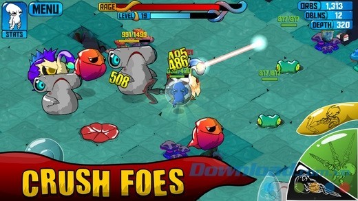 Đồ họa hoạt hình đáng yêu trong Quadropus Rampage cho iOS