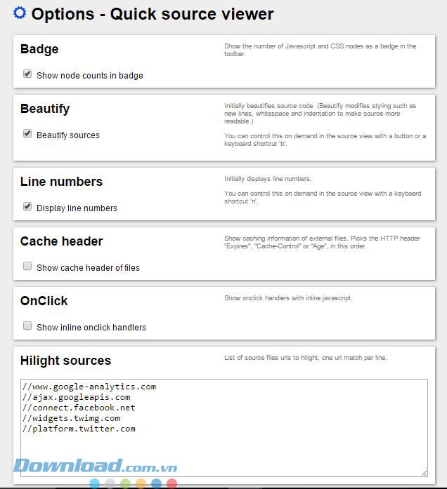 Một số lựa chọn cài đặt