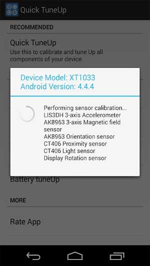 Quick TuneUp giúp hiệu chỉnh các cảm biến không hoạt động tốt