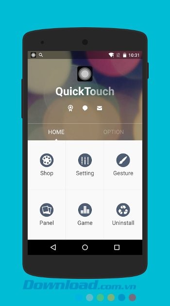 Giao diện ứng dụng QuickTouch