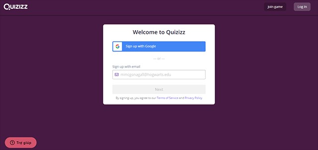 Đăng ký Quizizz bằng tài khoản Google hoàn toàn miễn phí
