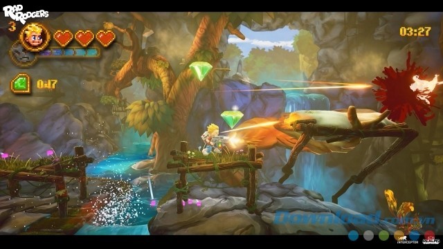 Thu thập kim cương quý báu trong game hành động phiêu lưu mới Rad Rodgers: World One cho máy tính