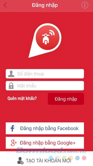 Giao diện đăng nhập Rada