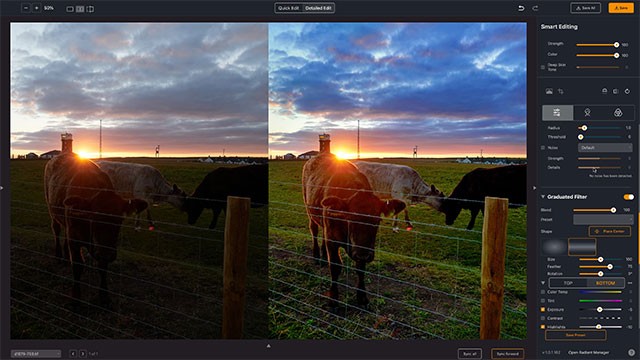 Giao diện phần mềm chỉnh sửa ảnh cá nhân hóa Radiant Photo AI