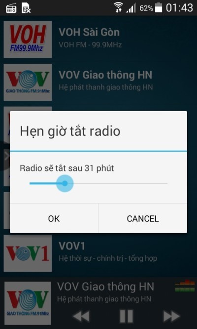 Chọn thời gian tắt đài trên Radio Viet Nam cho Android