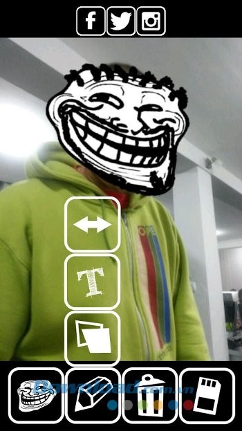 Các tùy chọn trên giao diện của Rage Comics Photo Editor