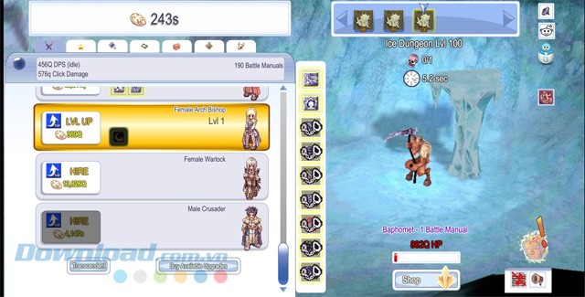 Nhấp vào quái vật để chiến đấu với chúng trong game Ragnarok Clicker