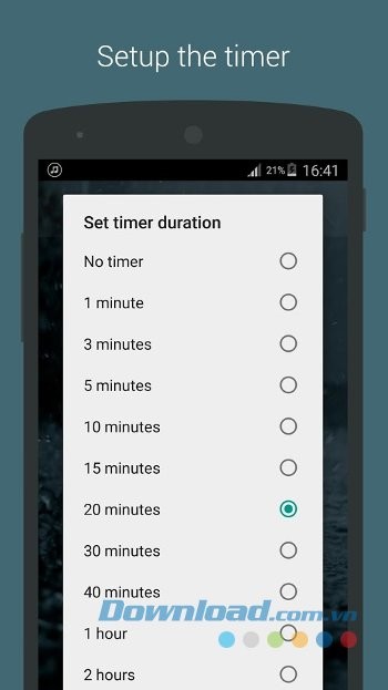 Thiết lập thời gian với Rain Sounds