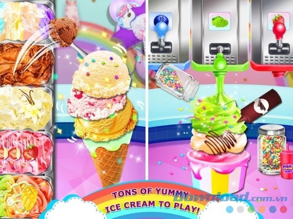 Khám phá thế giới làm kem đầy màu sắc với Rainbow Ice Cream cho Android