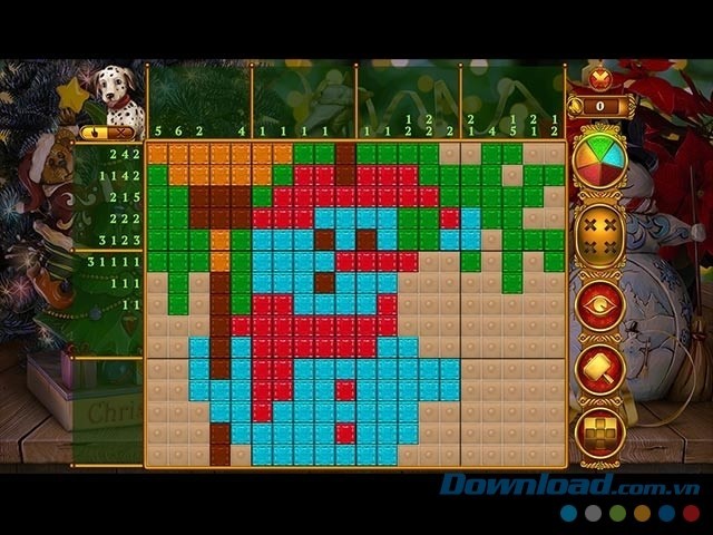 Tạo ra những hình ảnh người tuyết và nhiều hình ảnh bắt mắt khác trong game trí tuệ Rainbow Mosaics: Christmas Lights 2 cho máy tính