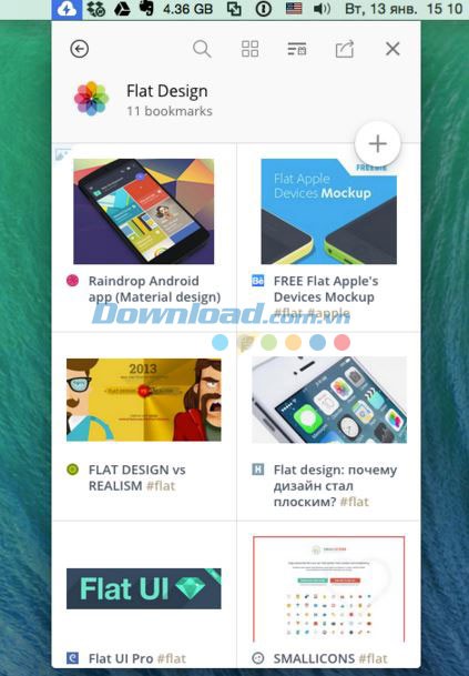 Danh mục bookmark từ biểu tượng trên khay hệ thống