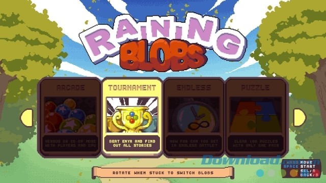 Lựa chọn chế độ phù hợp với phong cách chơi trong game nối hình mới Raining Blobs cho máy tính, Mac và Linux
