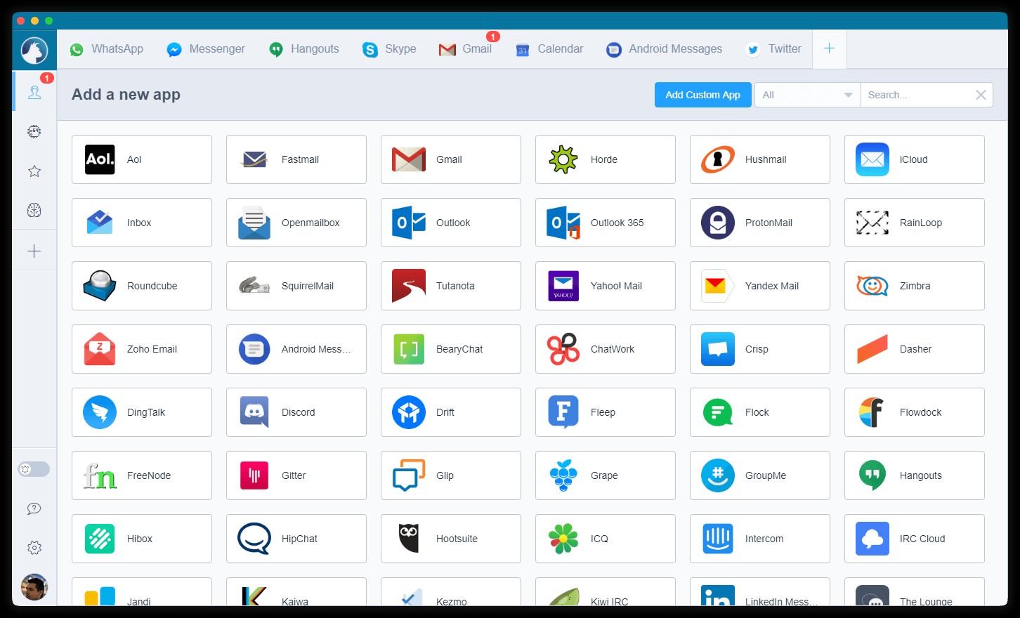Rambox hỗ trợ rất nhiều nền tảng, trong đó có cả Gmail, Outlook