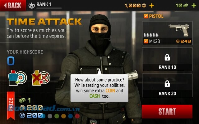 Chế độ Time Attack trong game Range Shooter