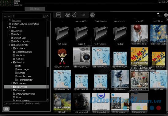 Giao diện phần mềm Raw Importer