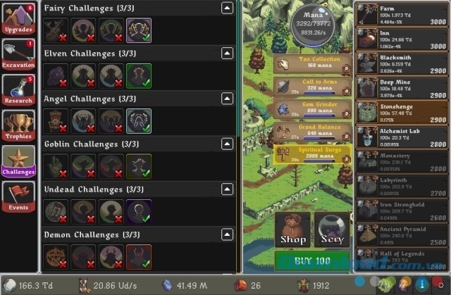 Vượt qua mọi thử thách khó khăn trong game nhấp chuột miễn phí Realm Grinder cho máy tính và Mac