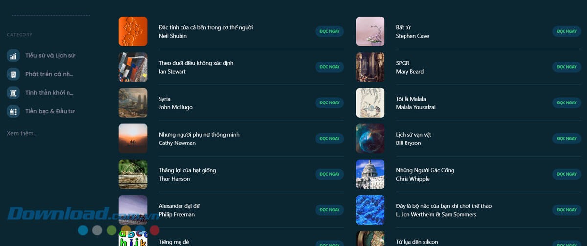 Thư viện sách Reavol, đa dạng, phong phú