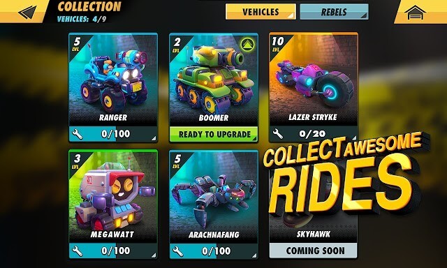 Thu thập những chiếc xe tuyệt nhất trong game Rebel Riders