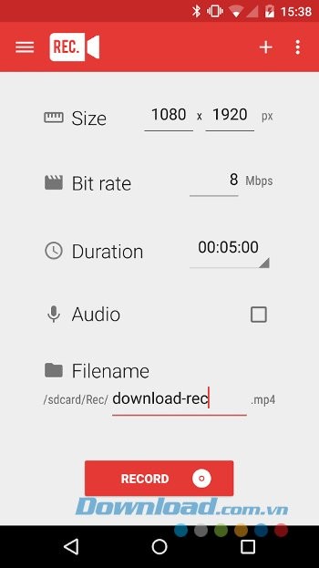 Giao diện Rec. (Screen Recorder)