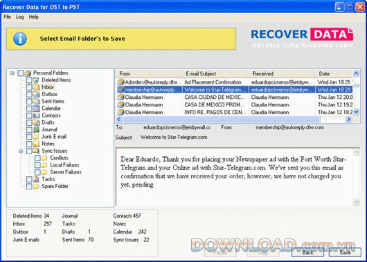 Recover Data for OST to PST