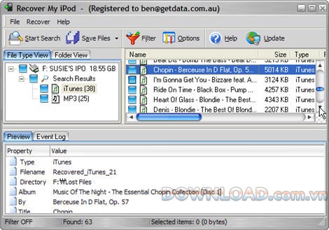 Recovery My iPod có thể phục hồi và lưu các tập tin iPod trong vài phút.