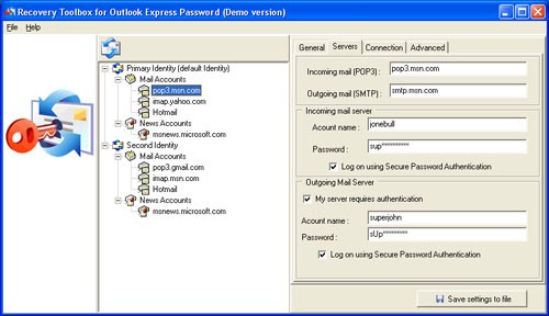 Recovery ToolBox for Outlook Express Password