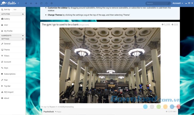 Giao diện ứng dụng Reditr