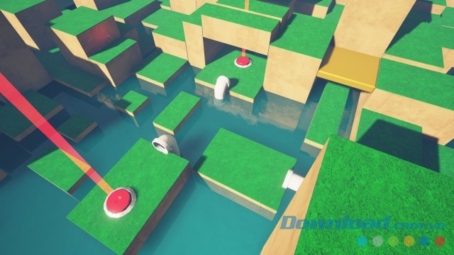 Di chuyển và bấm vào các nút đỏ trong game phiêu lưu Refunct cho Mac, máy tính và Linux