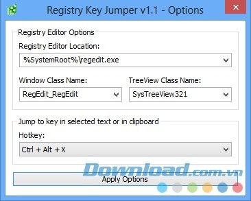 Registry Key Jumper hỗ trợ thay đổi hotkey theo ý muốn