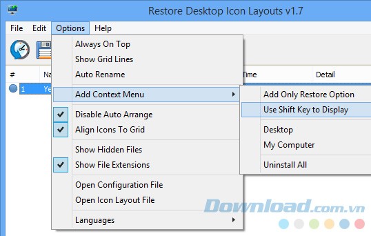 Thêm trình đơn trong ReIcon