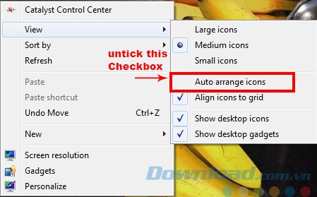 Bỏ tích tự sắp xếp trong ReIcon
