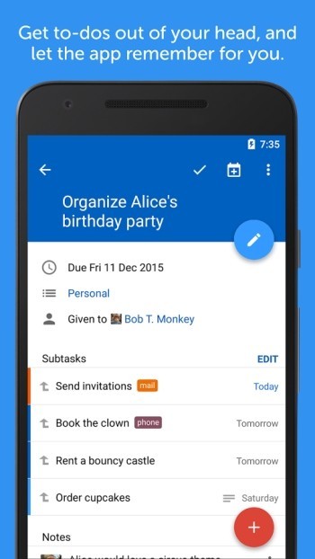 Chi tiết những công việc cần làm trên Remember The Milk cho Android