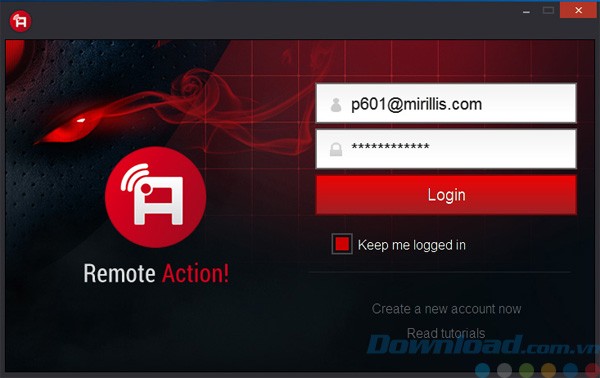 Giao diện của Remote Action!