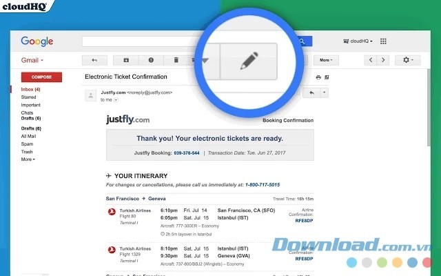 Sử dụng biểu tượng hình chiếc bút chì của tiện ích mở rộng Rename Email miễn phí cho Google Chrome